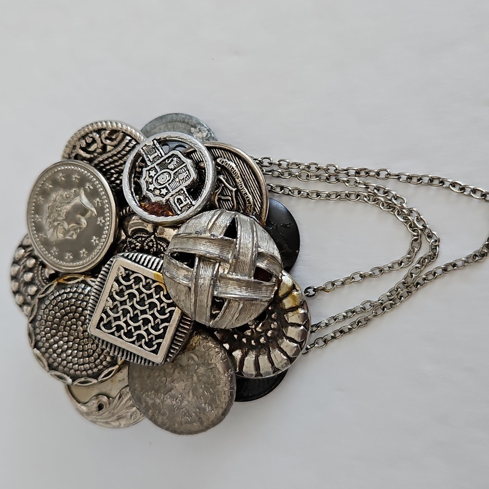 Silvertone Decorative Multi Button 2 1/2"Dia. Bro… - image 1